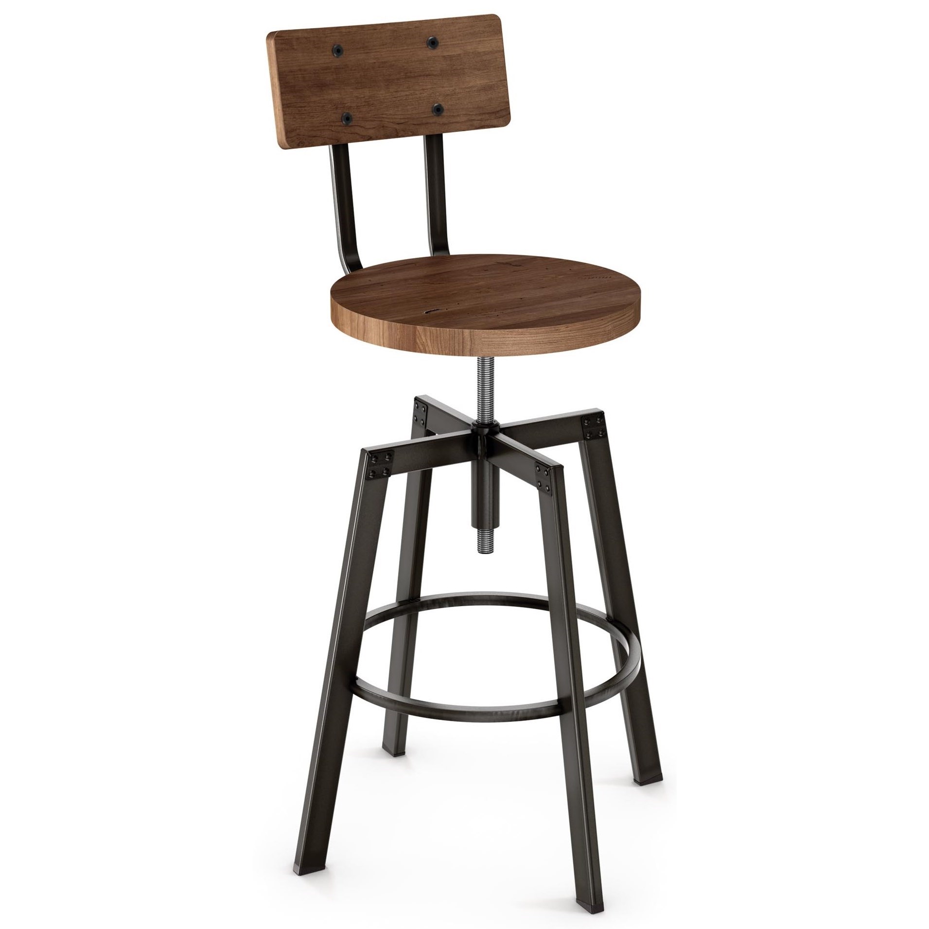 Amisco Industrial Amisco Architect Stool with Wooden Seat and Back